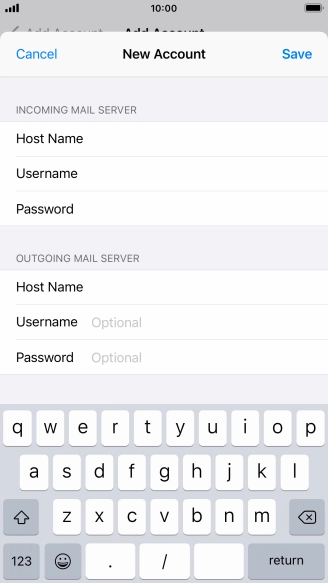 Press Username and key in the username for your email account. Please note that if you're using Vodafone's outgoing server, leave the username field empty.