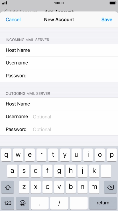 Press Username and key in the username for your email account. Please note that if you're using Vodafone's outgoing server, leave the username field empty.