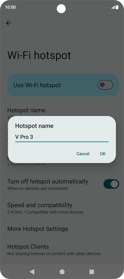 Key in the required Wi-Fi hotspot name and press OK.