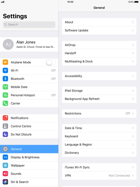 Press Software Update. If a new software version is available, it's displayed. Follow the instructions on the screen to update the tablet software.