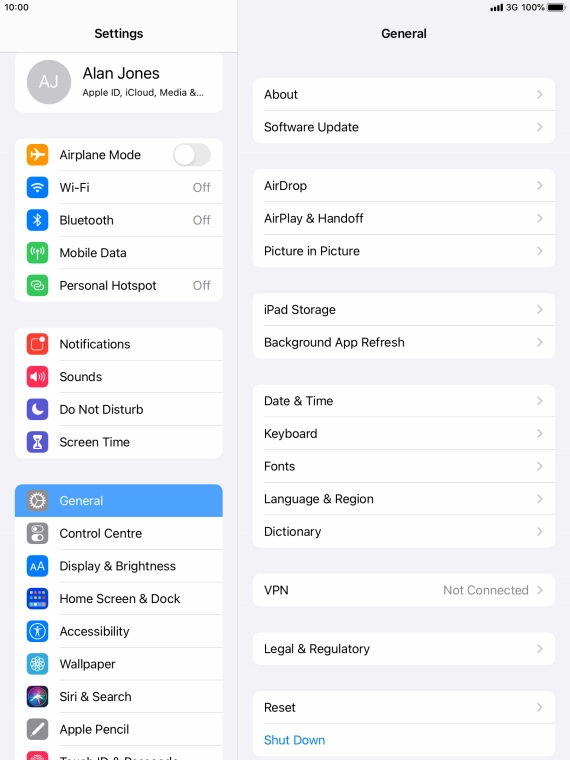 Press your Apple ID.