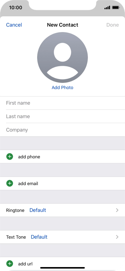 Press First name and key in the first name.