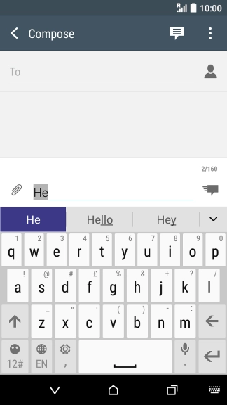 The word suggestions are displayed as you write. Press the required word to insert it.