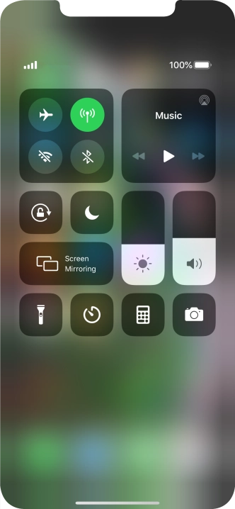 Press the required function to open an application or turn the function on or off.