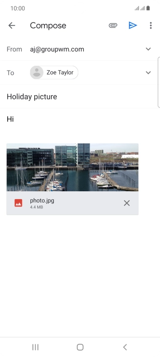 Press the send icon when you've finished your email message.