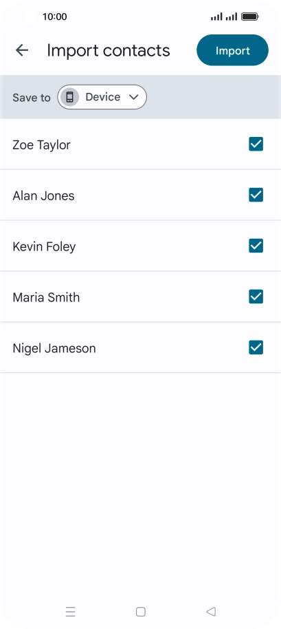 Press the fields next to the required contacts to select them.