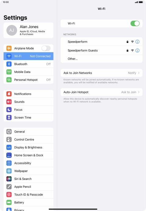 Press the required Wi-Fi network and key in the password for the Wi-Fi network.