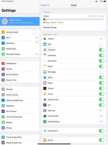 Press iCloud Backup.