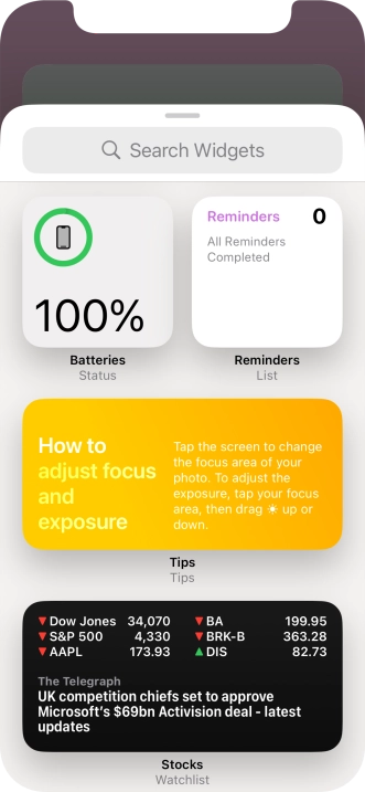 Press the required widget.