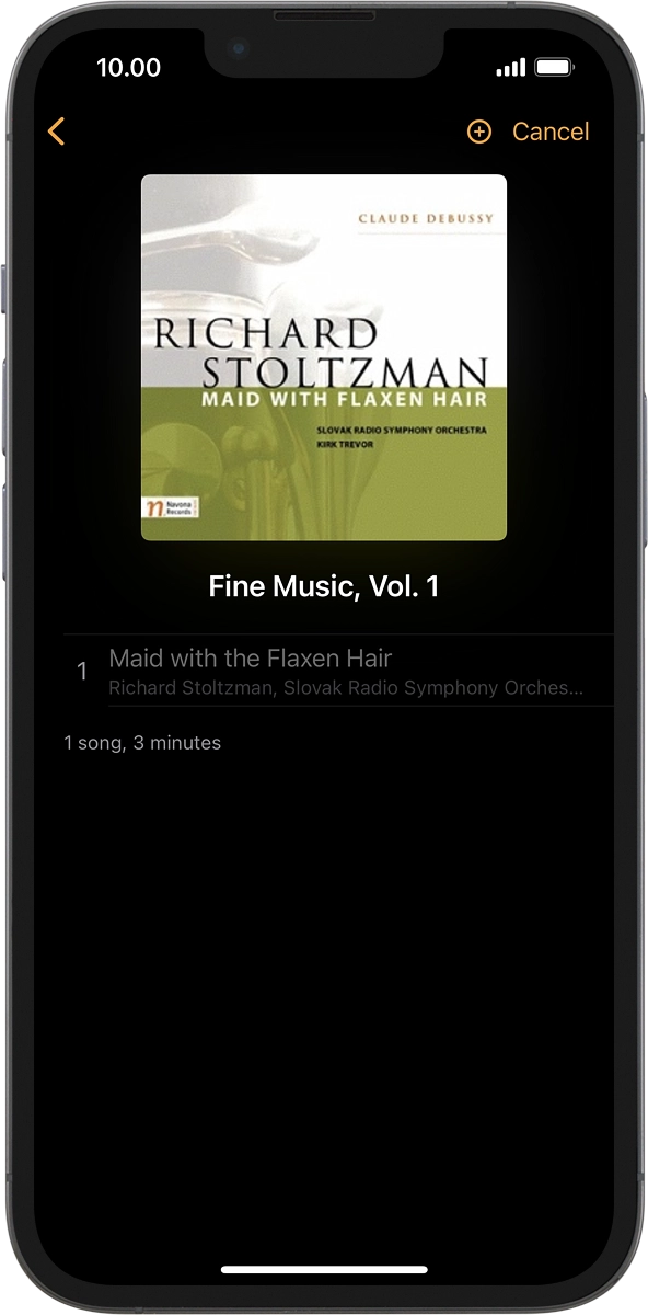 On your phone: Press the add icon to transfer the audio files to your Apple Watch.