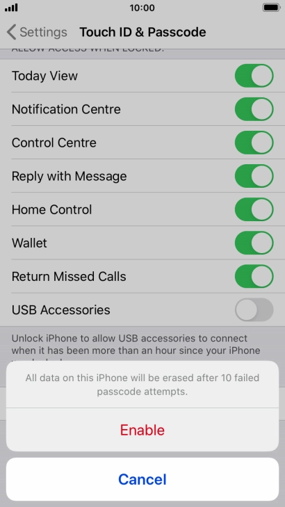 If you turn on the function, press Enable. If you turn on the function, press Enable.