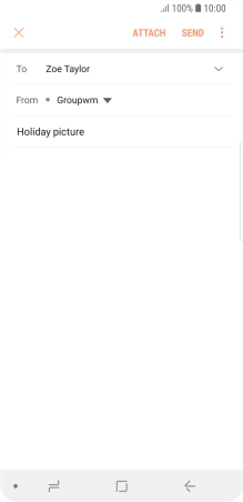 Press the text input field and write the text for your email message.