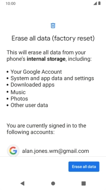 Press Erase all data.