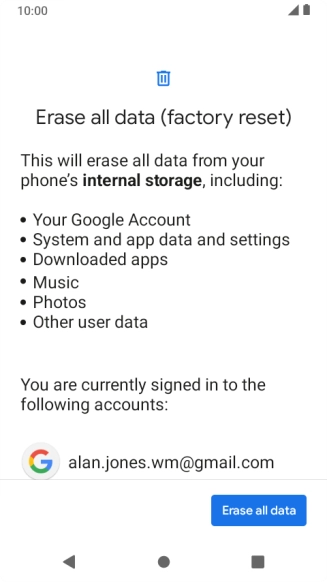 Press Erase all data.