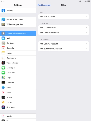 Press Add Mail Account. Press Add Mail Account.