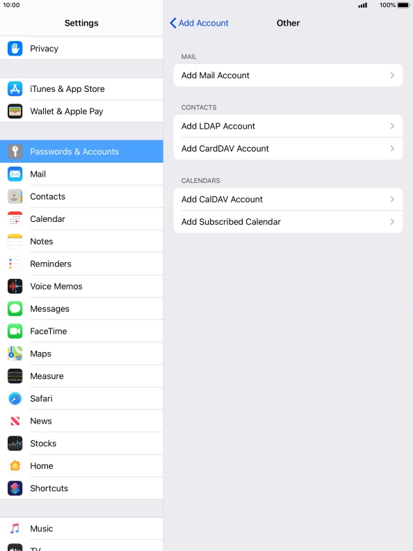 Press Add Mail Account. Press Add Mail Account.
