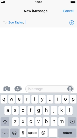 If the recipient can receive iMessages, iMessage is displayed in the text input field.