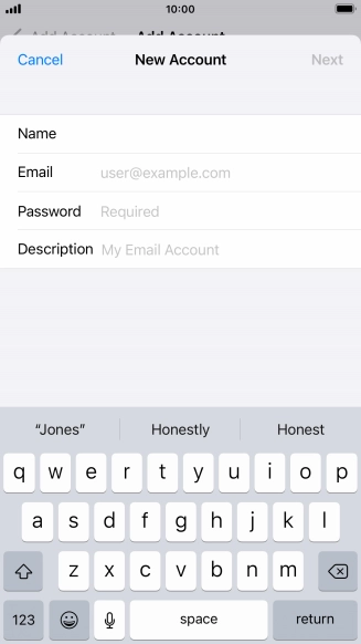 Press Email and key in your email address.
