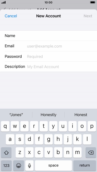 Press Email and key in your email address.