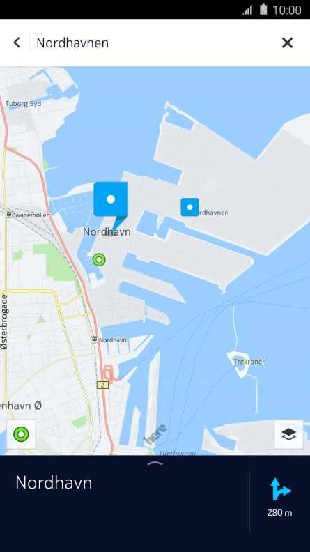 Press the destination at the bottom of the screen.