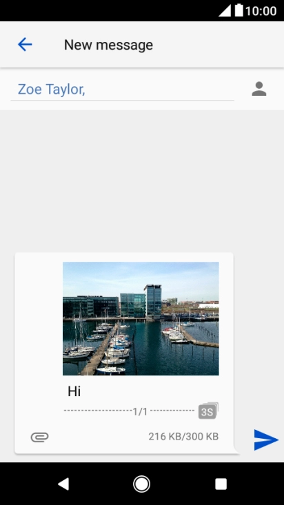 Press the send icon when you've finished your picture message.
