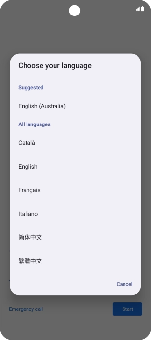 Press the required language.