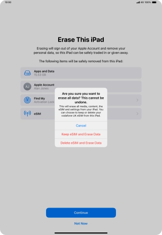 Press the required setting.