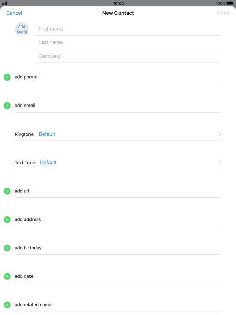 Press First name and key in the first name.
