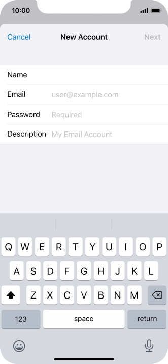 Press Email and key in your email address.