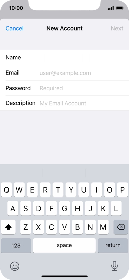 Press Email and key in your email address.