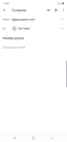 Press the text input field and write the text for your email message.