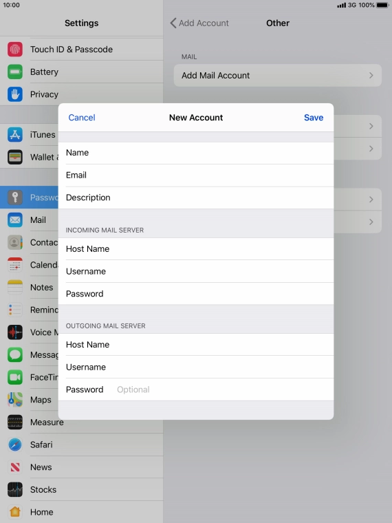 Press Password and key in the password for your email account. Please note that if you're using Vodafone's outgoing server, leave the password field empty. Press Password and key in the password for your email account. Please note that if you're using Vodafone's outgoing server, leave the password field empty.