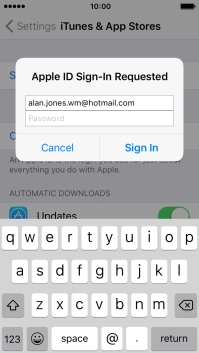 Press Password and key in the password for your Apple ID.
