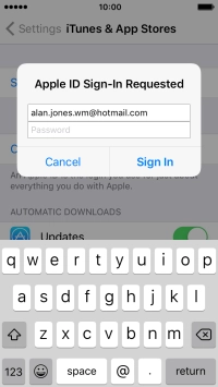 Press Password and key in the password for your Apple ID.