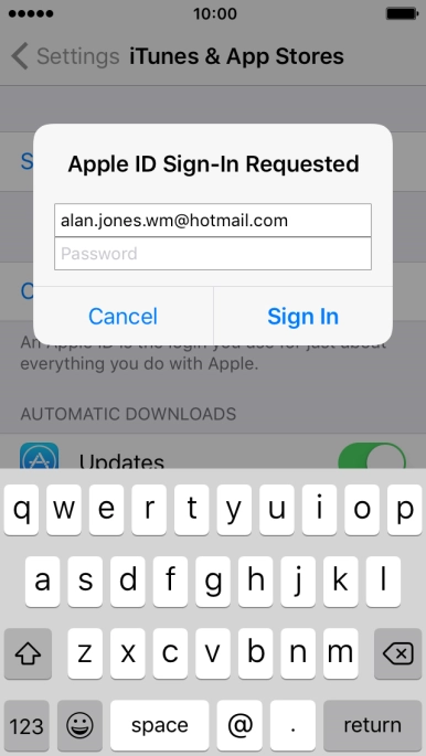 Press Password and key in the password for your Apple ID.