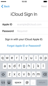 Press example@icloud.com and key in the username for your Apple ID.