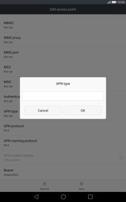 Key in default and press OK.