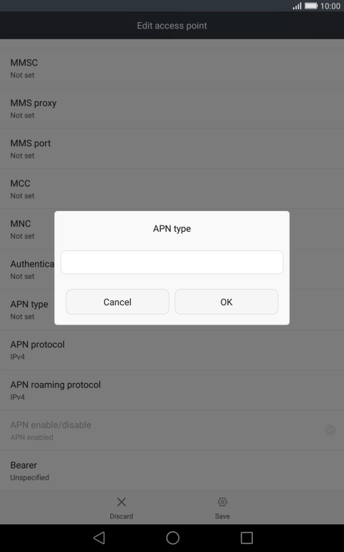 Key in default and press OK.