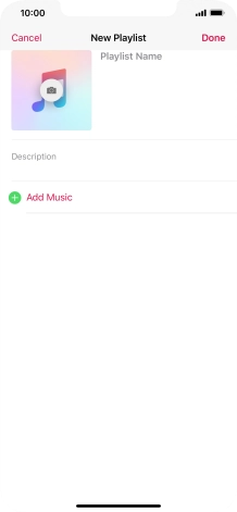 Press the text input field and key in a name for the playlist.