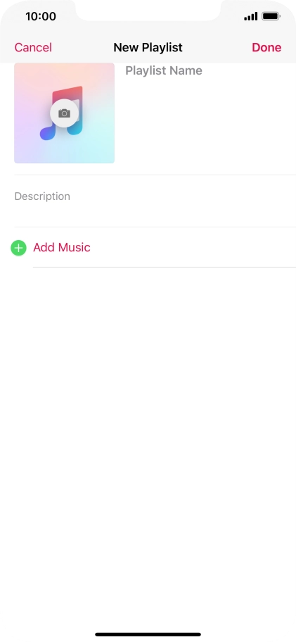 Press the text input field and key in a name for the playlist.