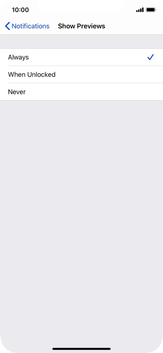 To select notification preview on the lock screen, press Always.