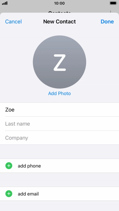 Press Last name and key in the last name. Press Last name and key in the last name.