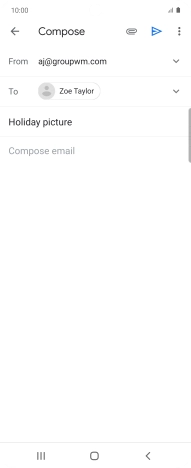 Press the text input field and write the text for your email message.