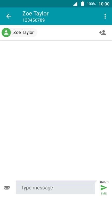 Press the text input field and write the text for your text message.
