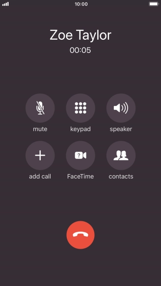 Press the end call icon to end the call.