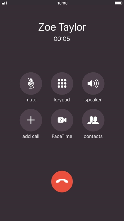 Press the end call icon to end the call.