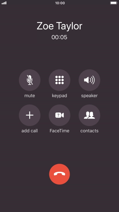 Press the end call icon to end the call.