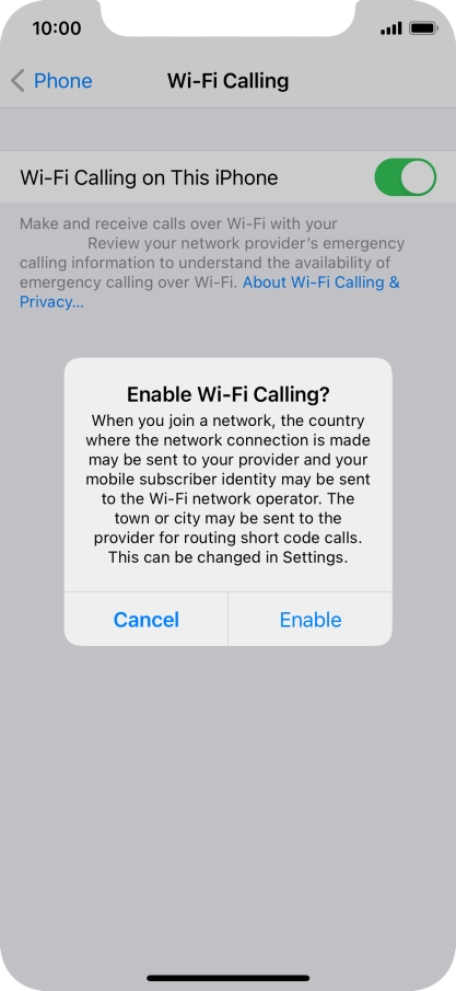 If you turn on the function, press Enable.