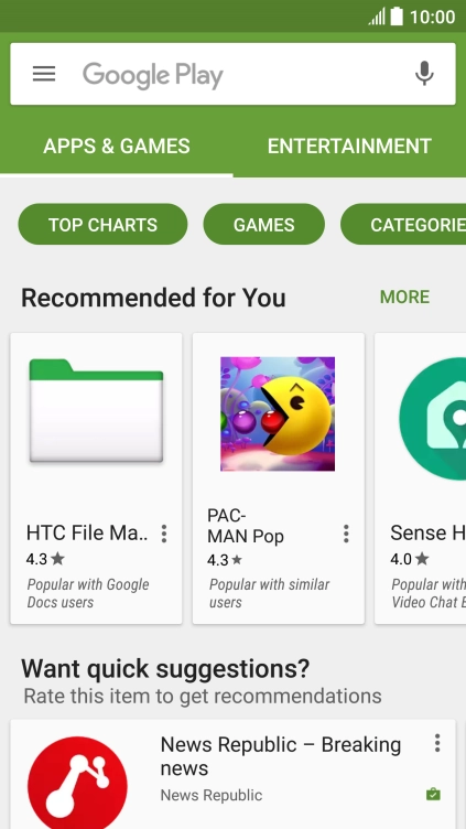 Press the search field.