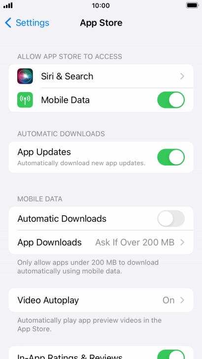 Press the indicators next to the required content types to turn the function on or off.